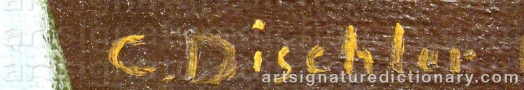 Authentic signature by Carl DISCHLER on  artwork