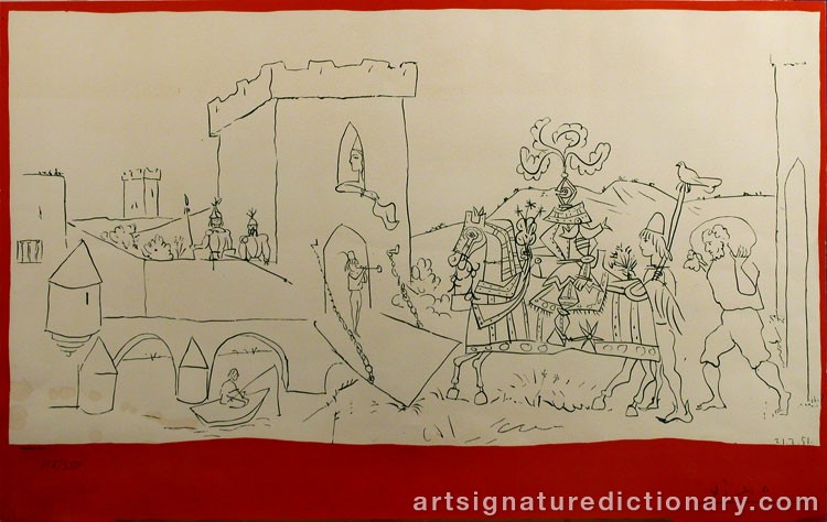 Close-up details showing Pablo PICASSO signature forgery characteristics