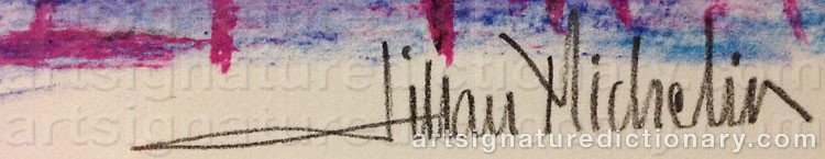 Authentic signature by Lillan MICHELIN on Painting/Watercolour artwork