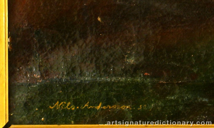 Close-up details showing Nils ANDERSSON signature forgery characteristics