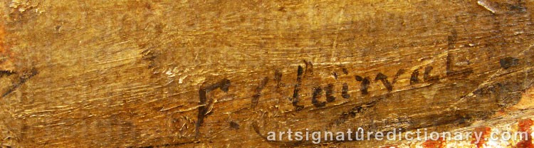 Authentic signature by F. CLAIRVAL on  artwork