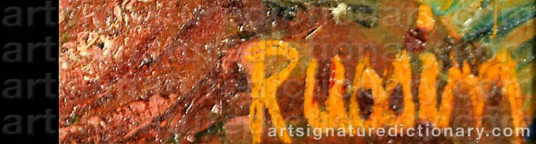 Authentic signature by Herbert B. RUSSIN on  artwork