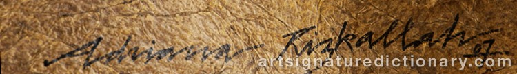 Authentic signature by Adriana RIZKALLAH on  artwork