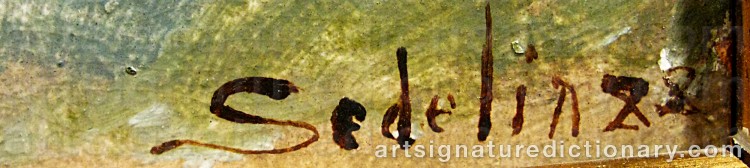 Authentic signature by August SEDELIN on artwork