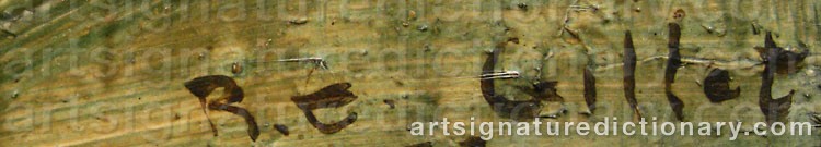 Authentic signature by Roger-Edgar GILLET on  artwork