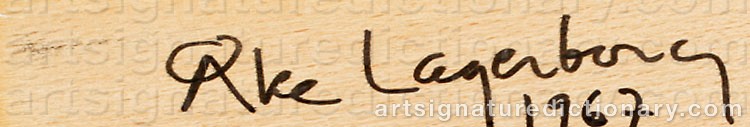 Authentic signature by Åke LAGERBERG on  artwork