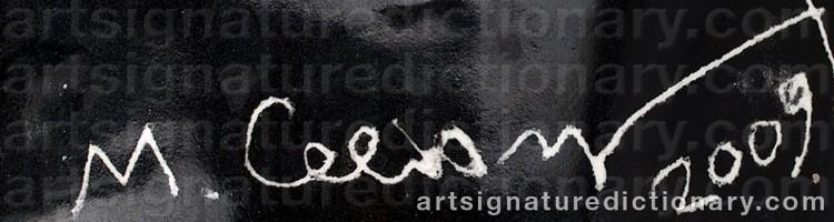 Authentic signature by Marco CECIONI on Ceramic/Glass artwork