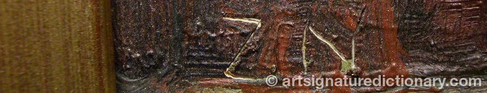 Authentic signature by P. O. ZACHRISSON on  artwork