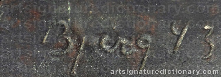 Authentic signature by Johannes C. BJERG on Sculpture artwork