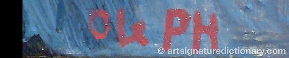Authentic signature by Ole Prip HANSEN on  artwork