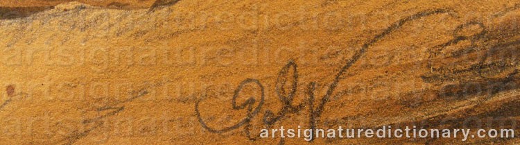 Authentic signature by Edvard GYLDESTOLPE on  artwork