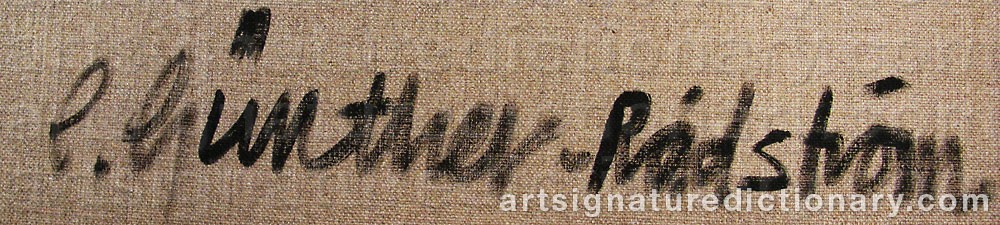 Authentic signature by Catharina GÜNTHER-RÅDSTRÖM on  artwork