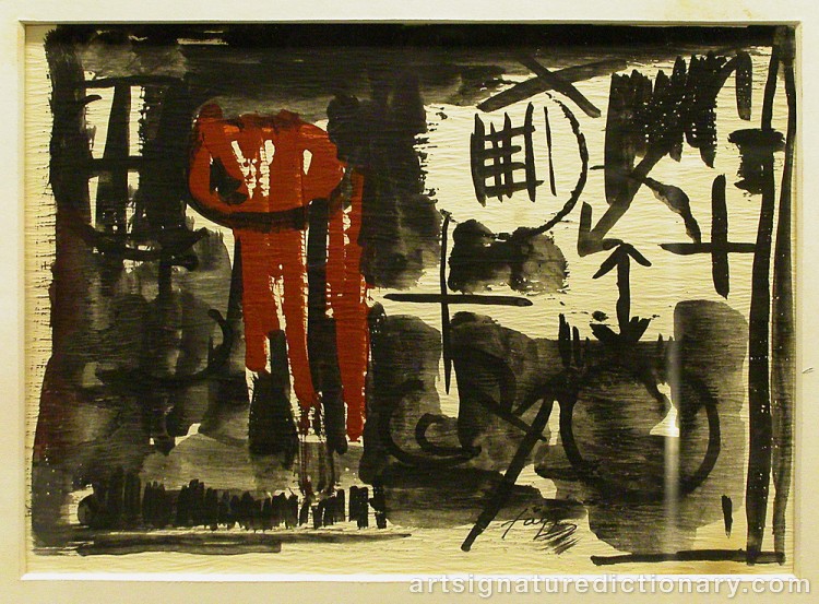Close-up details showing Antoni TAPIES signature forgery characteristics