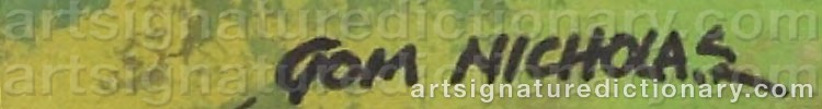 Authentic signature by Tom NICHOLAS on  artwork
