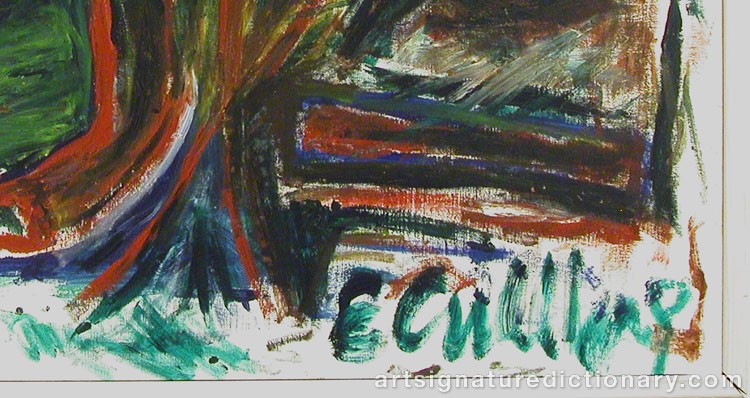 Close-up details showing Erland CULLBERG signature forgery characteristics
