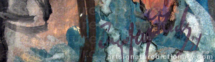 Authentic signature by Lucjan JAGODZINSKI on  artwork