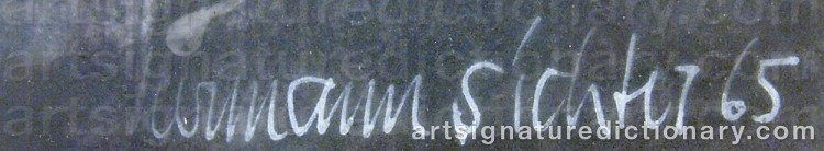 Authentic signature by Herman SICHTER on  artwork