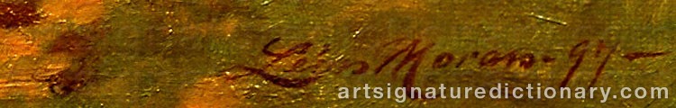 Authentic signature by Leon MORAN on  artwork