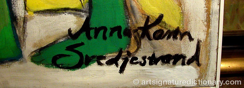 Authentic signature by Anna Karin SVEDJESTRAND on  artwork