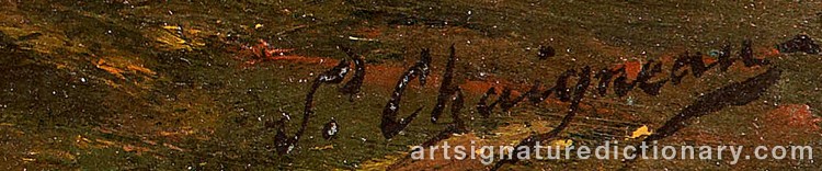 Authentic signature by Jean Ferdinand CHAIGNEAU on  artwork