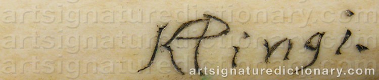 Authentic signature by K. PINGI on  artwork