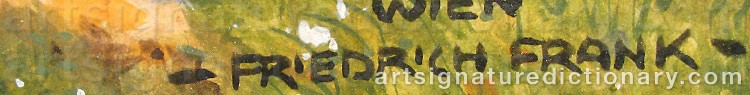 Authentic signature by Friedrich FRANK on  artwork