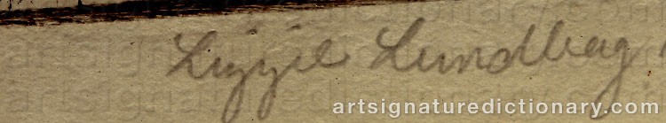 Authentic signature by Lizzie LUNDBERG on  artwork