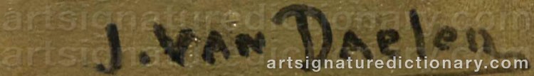 Authentic signature by J. Van DAELEN on  artwork