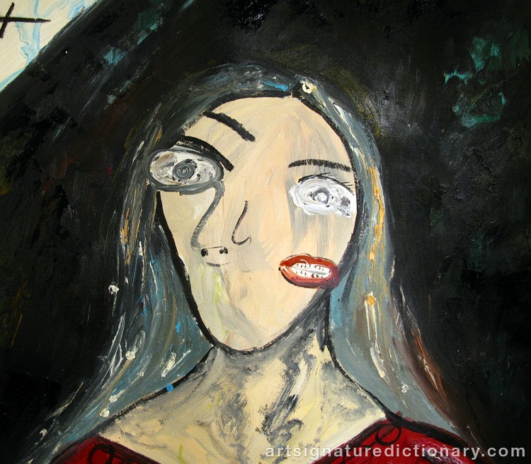 Close-up details showing Francis Newton SOUZA signature forgery characteristics