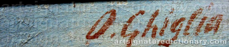 Authentic signature by Oscar GHIGLIA on  artwork