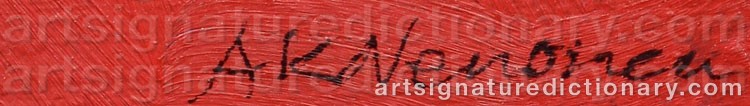 Authentic signature by Anna Kaarina NENONEN on  artwork