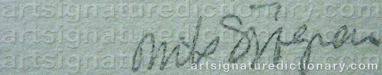 Authentic signature by Nils SJÖGREN on  artwork