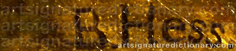 Authentic signature by Benedikt Franz HESS on  artwork