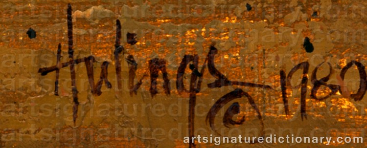 Authentic signature by Clark HULINGS on Painting/Watercolour artwork