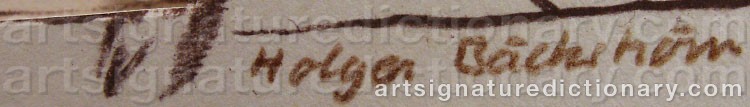 Authentic signature by Holger BÄCKSTRÖM on  artwork