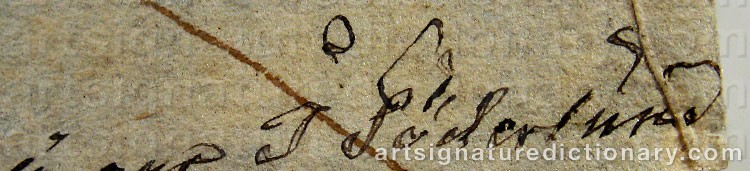 Authentic signature by Johan Leonard SÖDERLUND on  artwork