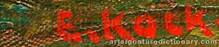Authentic signature by Erik KOCK on  artwork