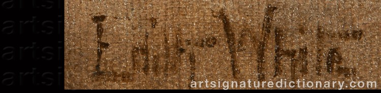 Authentic signature by Edith WHITE on  artwork