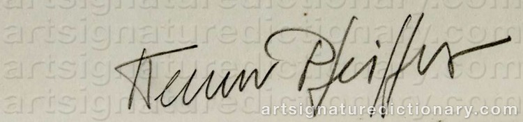 Authentic signature by Werner PFEIFFER on Drawing/Graphic/Print artwork