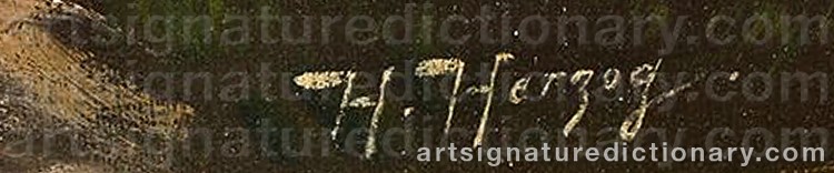 Authentic signature by Hermann Ottomar HERZOG on Painting/Watercolour artwork