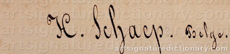 Authentic signature by Hendrik Adolf SCHAEP on artwork