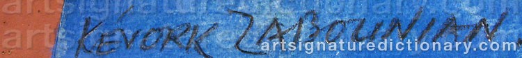 Authentic signature by Kevork ZABOUNIAN on  artwork