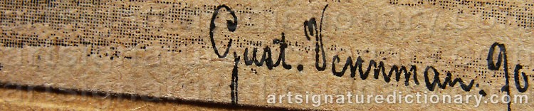 Authentic signature by Gustaf WENNMAN on  artwork