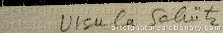 Authentic signature by Ursula SCHÜTZ on artwork
