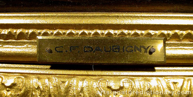Close-up details showing Charles Francois DAUBIGNY signature forgery characteristics