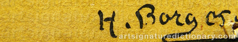 Authentic signature by Hilma BORG on  artwork