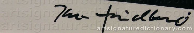 Authentic signature by Jan FRIDLUND on artwork