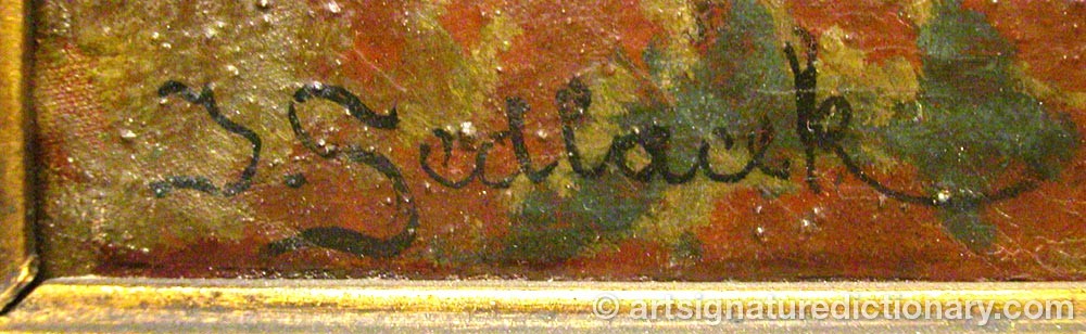Authentic signature by Josef SEDLACEK on  artwork