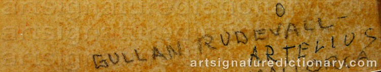 Authentic signature by Gurli ‘Gullan’ ARTELIUS-RUDEVALL on  artwork