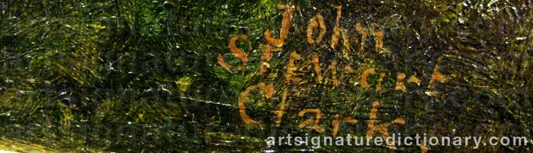 Authentic signature by John Stewart CLARK on  artwork